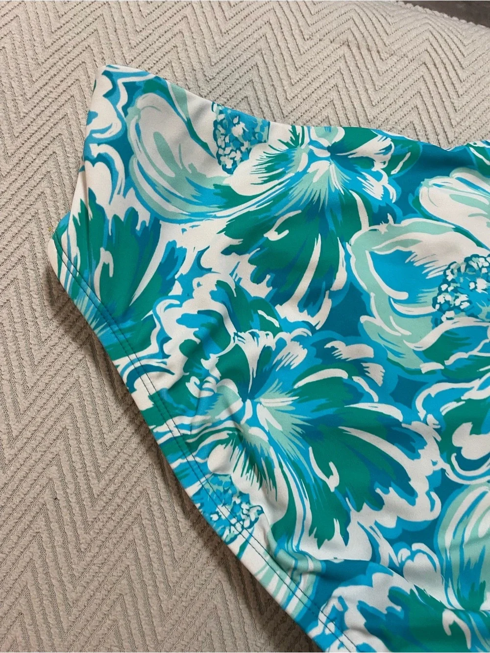 Floral Teal & White Bikini Bottoms Time and Tru Medium 8-10 swim